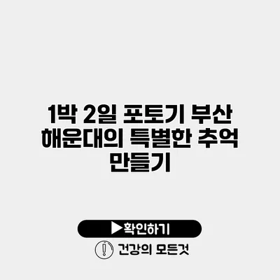 1박 2일 포토기 부산 해운대의 특별한 추억 만들기