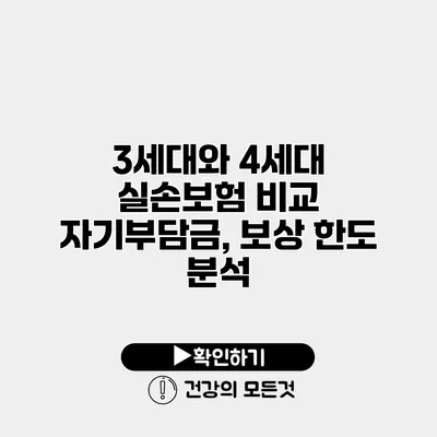 3세대와 4세대 실손보험 비교 자기부담금, 보상 한도 분석