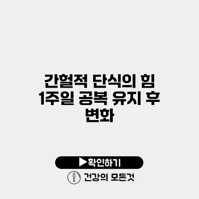 간헐적 단식의 힘 1주일 공복 유지 후 변화