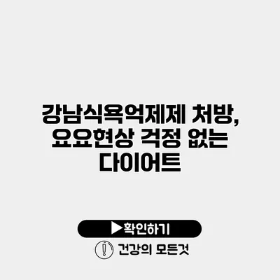 강남식욕억제제 처방, 요요현상 걱정 없는 다이어트