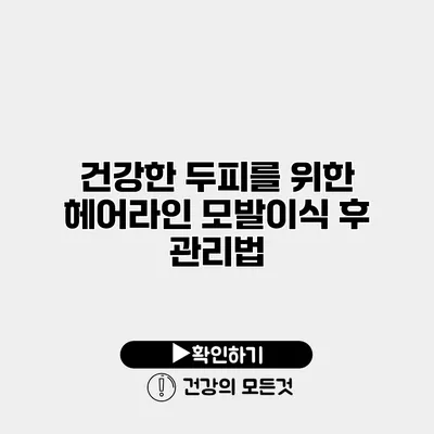 건강한 두피를 위한 헤어라인 모발이식 후 관리법