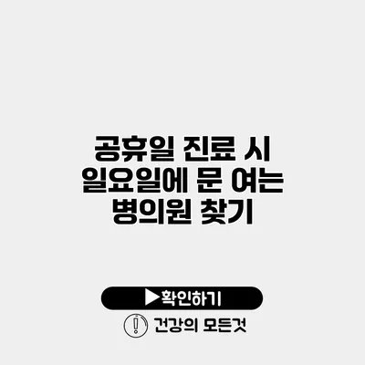 공휴일 진료 시 일요일에 문 여는 병의원 찾기