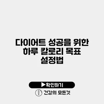 다이어트 성공을 위한 하루 칼로리 목표 설정법
