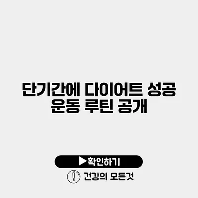 단기간에 다이어트 성공 운동 루틴 공개