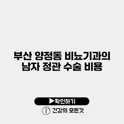 부산 양정동 비뇨기과의 남자 정관 수술 비용