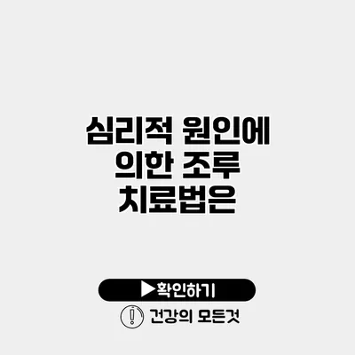 심리적 원인에 의한 조루 치료법은?