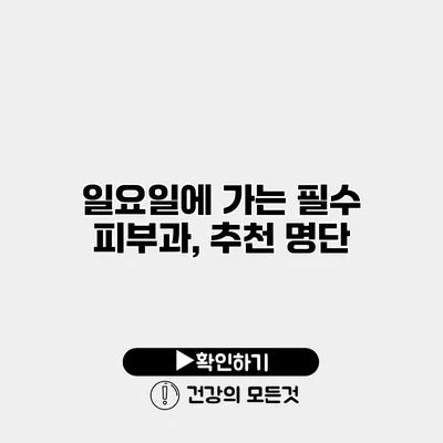 일요일에 가는 필수 피부과, 추천 명단