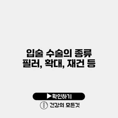 입술 수술의 종류 필러, 확대, 재건 등