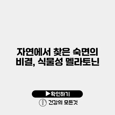자연에서 찾은 숙면의 비결, 식물성 멜라토닌