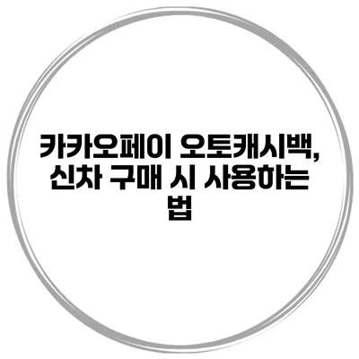 카카오페이 오토캐시백, 신차 구매 시 사용하는 법