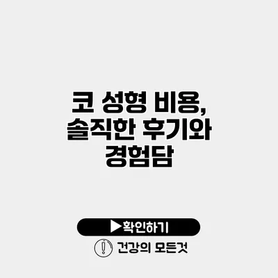 코 성형 비용, 솔직한 후기와 경험담