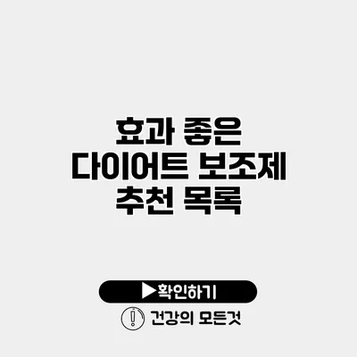 효과 좋은 다이어트 보조제 추천 목록