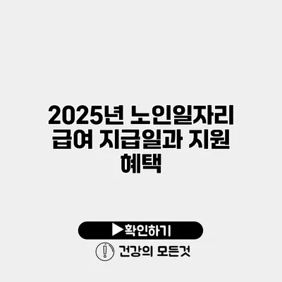 2025년 노인일자리 급여 지급일과 지원 혜택