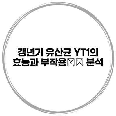 갱년기 유산균 YT1의 효능과 부작용完全 분석