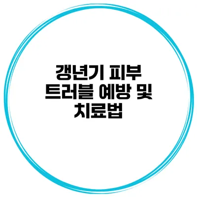 갱년기 피부 트러블 예방 및 치료법
