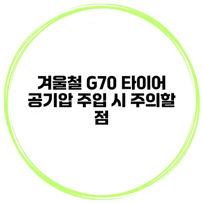 겨울철 G70 타이어 공기압 주입 시 주의할 점