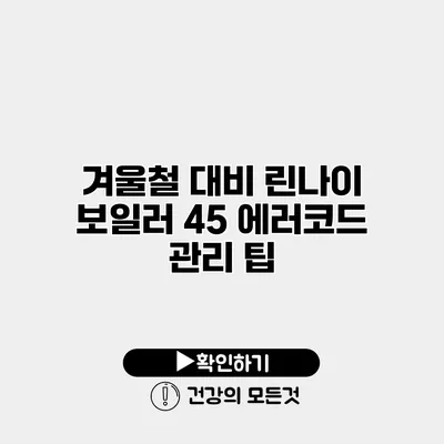 겨울철 대비 린나이 보일러 45 에러코드 관리 팁