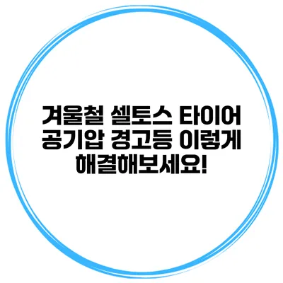 겨울철 셀토스 타이어 공기압 경고등? 이렇게 해결해보세요!