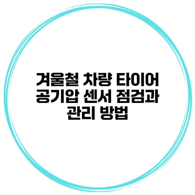 겨울철 차량 타이어 공기압 센서 점검과 관리 방법