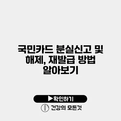 국민카드 분실신고 및 해제, 재발급 방법 알아보기
