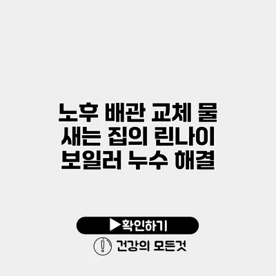 노후 배관 교체 물 새는 집의 린나이 보일러 누수 해결