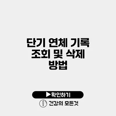단기 연체 기록 조회 및 삭제 방법