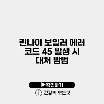 린나이 보일러 에러 코드 45 발생 시 대처 방법