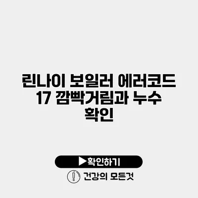 린나이 보일러 에러코드 17 깜빡거림과 누수 확인