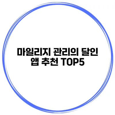 마일리지 관리의 달인 앱 추천 TOP5