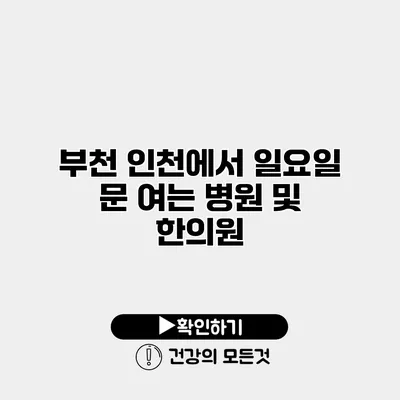 부천 인천에서 일요일 문 여는 병원 및 한의원