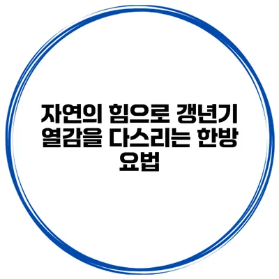 자연의 힘으로 갱년기 열감을 다스리는 한방 요법